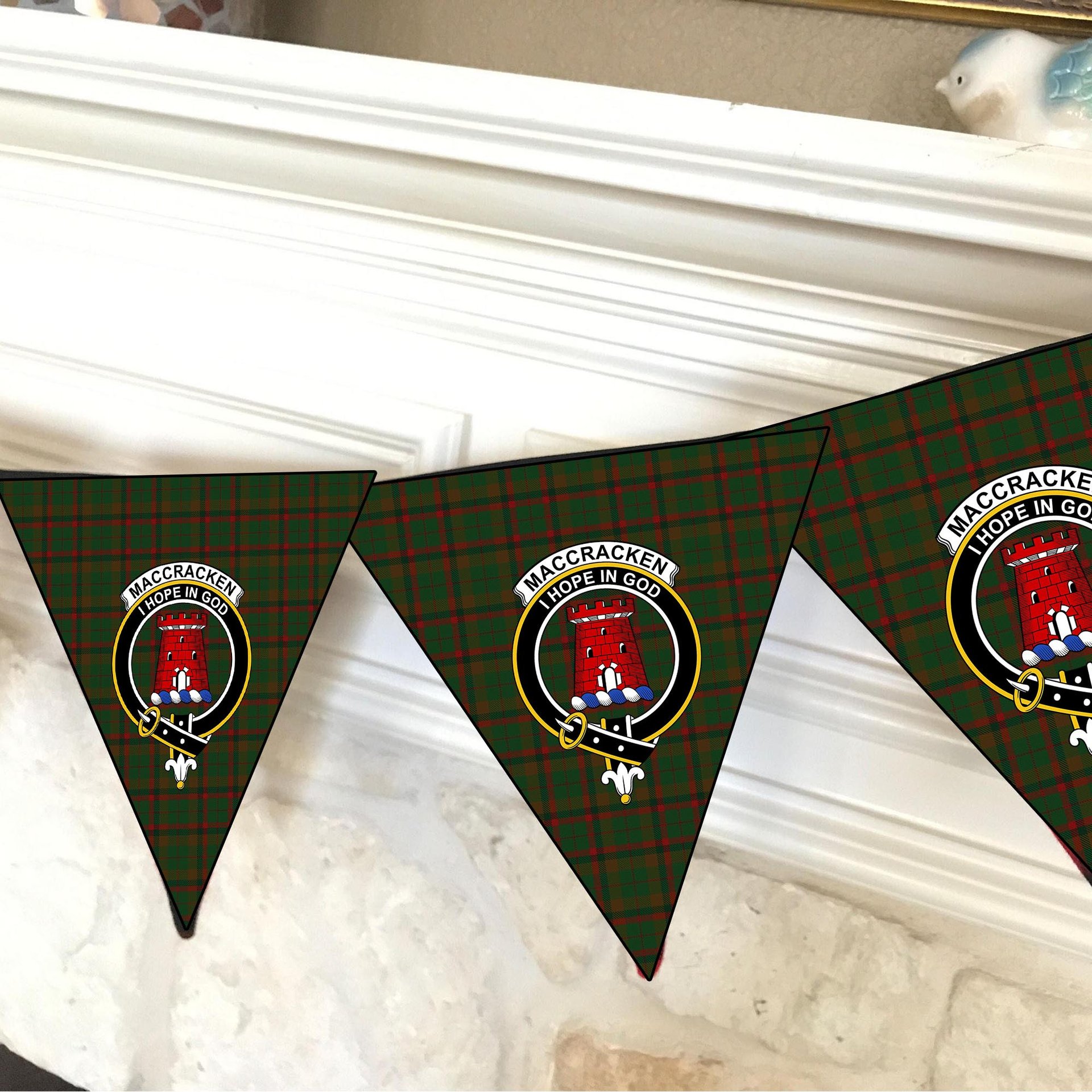 ScotsTee Shop Scottish MacCracken Hunting Crest Tartan Triangle Flags Tartan Bunting, Pennants (12pcs)