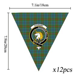 ScotsTee Shop Scottish Stewart of Appin Hunting Ancient Clan Crest Tartan Triangle Flags Tartan Bunting, Pennants (12pcs)