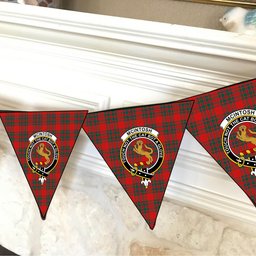 ScotsTee Shop Scottish McIntosh Red Modern Crest Tartan Triangle Flags Tartan Bunting, Pennants (12pcs)