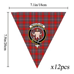 ScotsTee Shop Scottish McFarlane Red Modern Crest Tartan Triangle Flags Tartan Bunting, Pennants (12pcs)