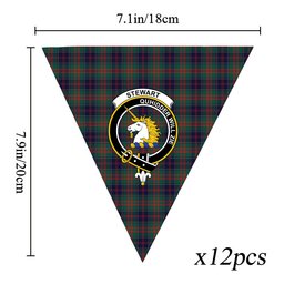 ScotsTee Shop Scottish Stewart of Appin Hunting Modern Clan Crest Tartan Triangle Flags Tartan Bunting, Pennants (12pcs)