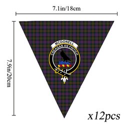 ScotsTee Shop Scottish McDonell of Glengarry Crest Tartan Triangle Flags Tartan Bunting, Pennants (12pcs)