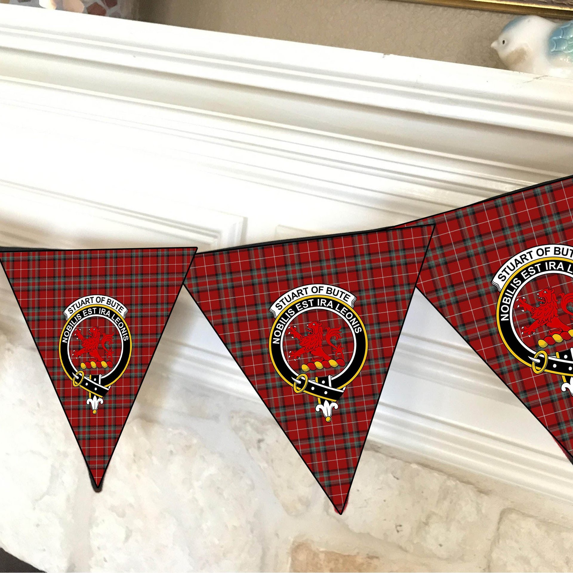 ScotsTee Shop Scottish Stuart of Bute Crest Tartan Triangle Flags Tartan Bunting, Pennants (12pcs)