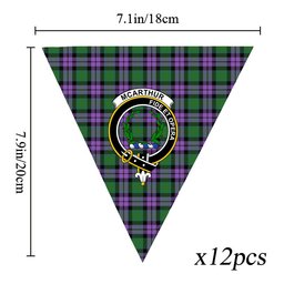 ScotsTee Shop Scottish McArthur of Milton Ancient Crest Tartan Triangle Flags Tartan Bunting, Pennants (12pcs)