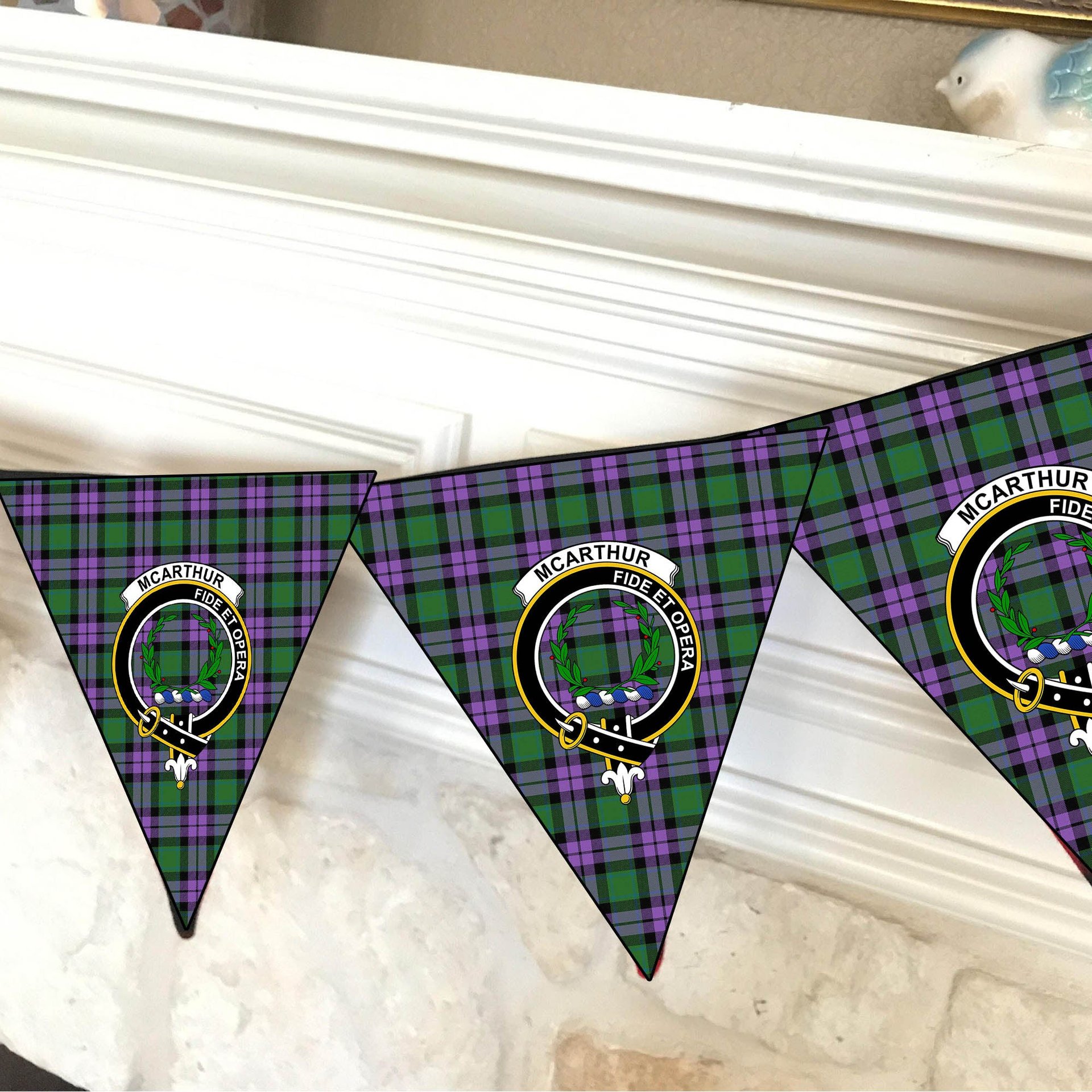 ScotsTee Shop Scottish McArthur of Milton Ancient Crest Tartan Triangle Flags Tartan Bunting, Pennants (12pcs)