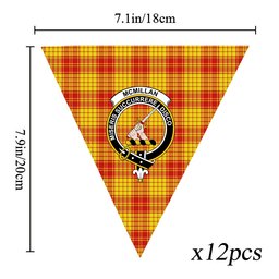 ScotsTee Shop Scottish McMillan Dress Modern Crest Tartan Triangle Flags Tartan Bunting, Pennants (12pcs)