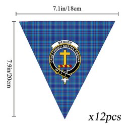 ScotsTee Shop Scottish Mercer Modern Crest Tartan Triangle Flags Tartan Bunting, Pennants (12pcs)