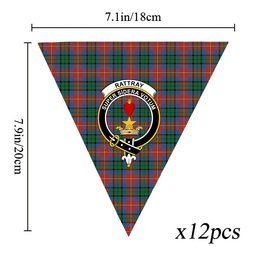 ScotsTee Shop Scottish Rattray of Lude Ancient Crest Tartan Triangle Flags Tartan Bunting, Pennants (12pcs)