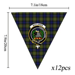 ScotsTee Shop Scottish MacLaren Modern Crest Tartan Triangle Flags Tartan Bunting, Pennants (12pcs)