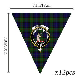 ScotsTee Shop Scottish Jamieson Crest Tartan Triangle Flags Tartan Bunting, Pennants (12pcs)