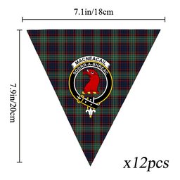ScotsTee Shop Scottish MacNeacail Hunting Modern Crest Tartan Triangle Flags Tartan Bunting, Pennants (12pcs)