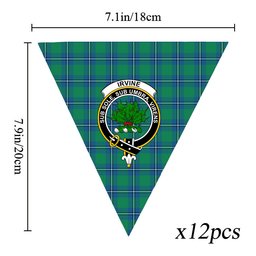 ScotsTee Shop Scottish Irvine Ancient Crest Tartan Triangle Flags Tartan Bunting, Pennants (12pcs)