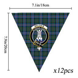 ScotsTee Shop Scottish Malcolm of Berwick Ancient Crest Tartan Triangle Flags Tartan Bunting, Pennants (12pcs)