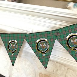 ScotsTee Shop Scottish Ralston USA Ancient Crest Tartan Triangle Flags Tartan Bunting, Pennants (12pcs)