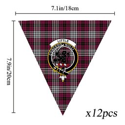 ScotsTee Shop Scottish Little of Morton Rigg Modern Crest Tartan Triangle Flags Tartan Bunting, Pennants (12pcs)