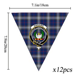 ScotsTee Shop Scottish Kinnaird Modern Crest Tartan Triangle Flags Tartan Bunting, Pennants (12pcs)