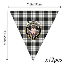 ScotsTee Shop Scottish McFarland Black White Crest Tartan Triangle Flags Tartan Bunting, Pennants (12pcs)