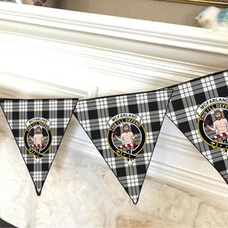 ScotsTee Shop Scottish McFarland Black White Crest Tartan Triangle Flags Tartan Bunting, Pennants (12pcs)