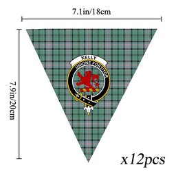 ScotsTee Shop Scottish Kelly of Sleat Hunting Ancient Crest Tartan Triangle Flags Tartan Bunting, Pennants (12pcs)