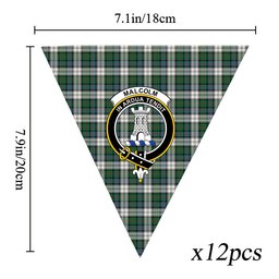 ScotsTee Shop Scottish Malcolm Dress Ancient Crest Tartan Triangle Flags Tartan Bunting, Pennants (12pcs)