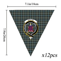 ScotsTee Shop Scottish Ogilvie of Inverarity – VS 1 Crest Tartan Triangle Flags Tartan Bunting, Pennants (12pcs)