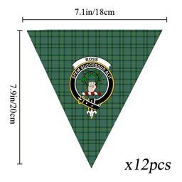 ScotsTee Shop Scottish Ross Hunting Ancient Crest Tartan Triangle Flags Tartan Bunting, Pennants (12pcs)