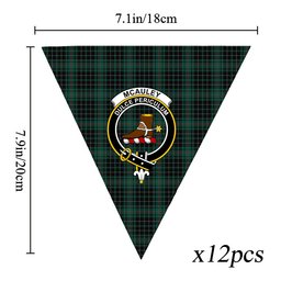 ScotsTee Shop Scottish McAuley Hunting Modern Crest Tartan Triangle Flags Tartan Bunting, Pennants (12pcs)