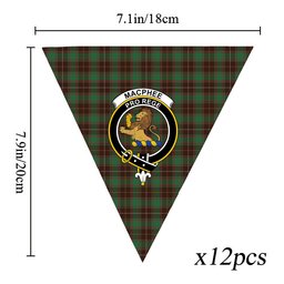 ScotsTee Shop Scottish MacPhee Hunting Modern Crest Tartan Triangle Flags Tartan Bunting, Pennants (12pcs)