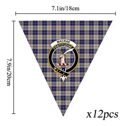 ScotsTee Shop Scottish MacRae of Conchra Crest Tartan Triangle Flags Tartan Bunting, Pennants (12pcs)