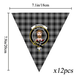 ScotsTee Shop Scottish Menzies 1938 Crest Tartan Triangle Flags Tartan Bunting, Pennants (12pcs)