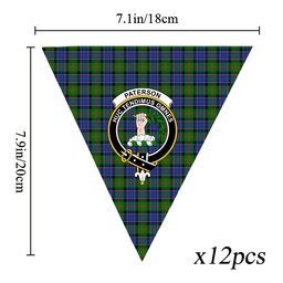 ScotsTee Shop Scottish Paterson SC Crest Tartan Triangle Flags Tartan Bunting, Pennants (12pcs)