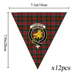 ScotsTee Shop Scottish Thompson Mackinlay Crest Tartan Triangle Flags Tartan Bunting, Pennants (12pcs)