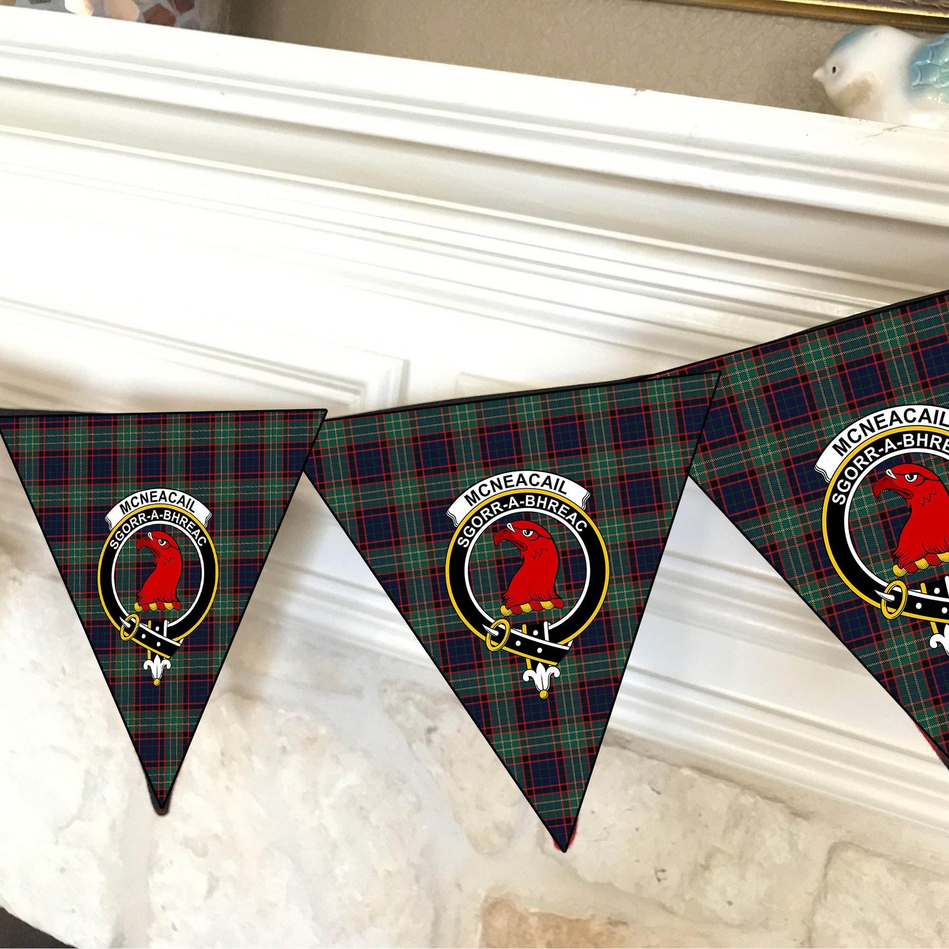 ScotsTee Shop Scottish McNeacail Hunting Modern Crest Tartan Triangle Flags Tartan Bunting, Pennants (12pcs)