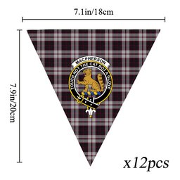 ScotsTee Shop Scottish MacPherson of Pitmain Crest Tartan Triangle Flags Tartan Bunting, Pennants (12pcs)
