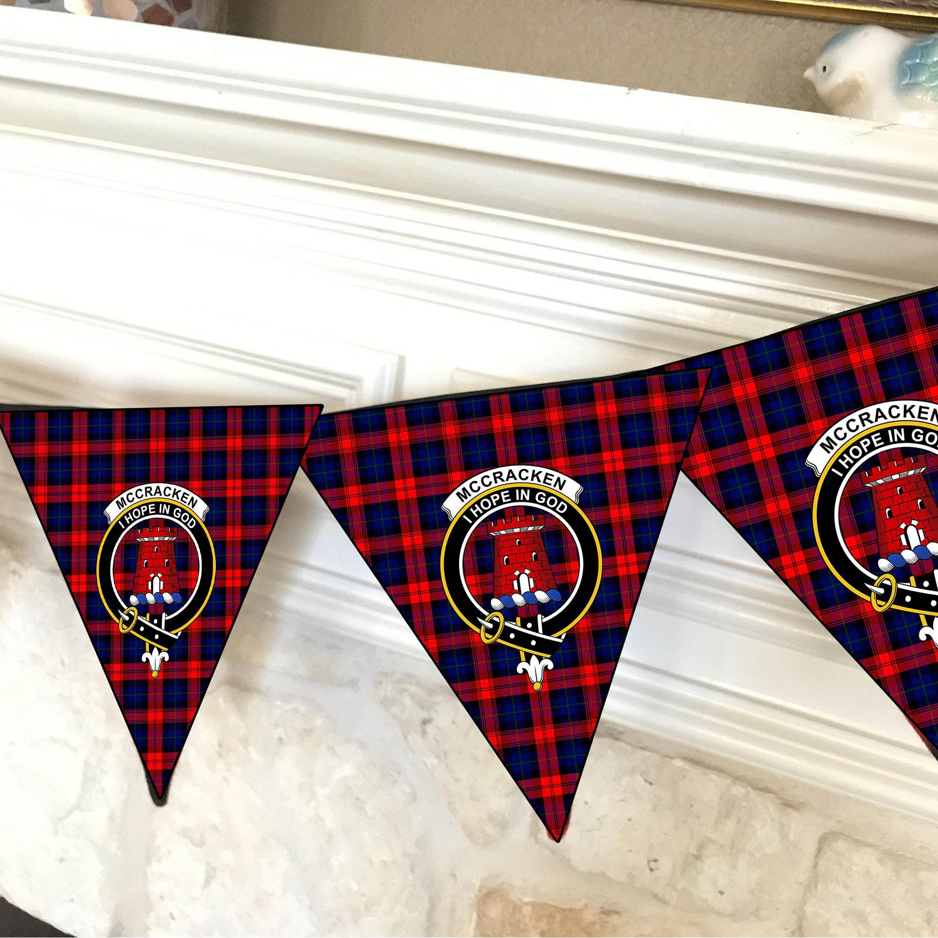 ScotsTee Shop Scottish McCracken Crest Tartan Triangle Flags Tartan Bunting, Pennants (12pcs)