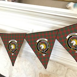 ScotsTee Shop Scottish Stewart of Appin Ancient Clan Crest Tartan Triangle Flags Tartan Bunting, Pennants (12pcs)