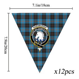 ScotsTee Shop Scottish Horsburgh Crest Tartan Triangle Flags Tartan Bunting, Pennants (12pcs)