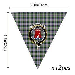 ScotsTee Shop Scottish Mcnaghten Dress Crest Tartan Triangle Flags Tartan Bunting, Pennants (12pcs)