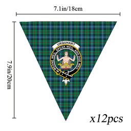 ScotsTee Shop Scottish Urquhart Ancient Crest Tartan Triangle Flags Tartan Bunting, Pennants (12pcs)