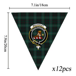 ScotsTee Shop Scottish MacAuley Hunting Modern Crest Tartan Triangle Flags Tartan Bunting, Pennants (12pcs)