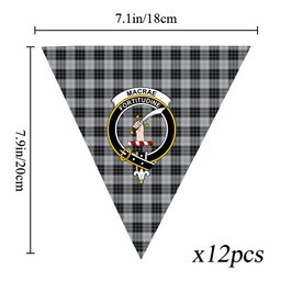 ScotsTee Shop Scottish MacRae Dress Crest Tartan Triangle Flags Tartan Bunting, Pennants (12pcs)