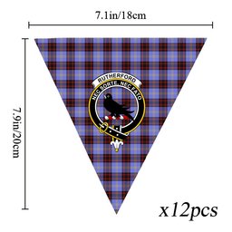 ScotsTee Shop Scottish Rutherford SC Crest Tartan Triangle Flags Tartan Bunting, Pennants (12pcs)