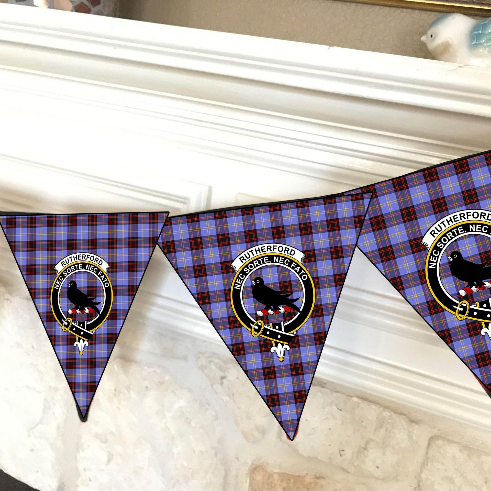 ScotsTee Shop Scottish Rutherford SC Crest Tartan Triangle Flags Tartan Bunting, Pennants (12pcs)