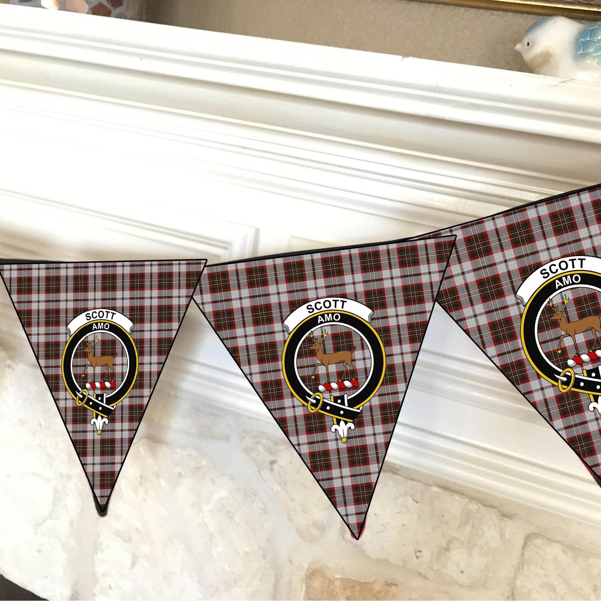 ScotsTee Shop Scottish Scott Dress Crest Tartan Triangle Flags Tartan Bunting, Pennants (12pcs)
