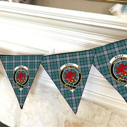 ScotsTee Shop Scottish Kelly of Sleat Hunting Modern Crest Tartan Triangle Flags Tartan Bunting, Pennants (12pcs)