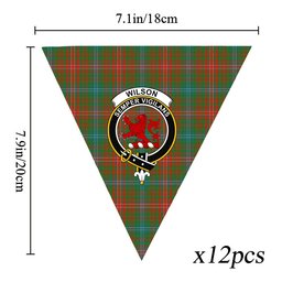 ScotsTee Shop Scottish Wilson Ancient Clan Crest Tartan Triangle Flags Tartan Bunting, Pennants (12pcs)