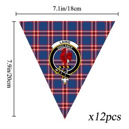 ScotsTee Shop Scottish Laing of Archiestown Modern Crest Tartan Triangle Flags Tartan Bunting, Pennants (12pcs)