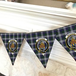 ScotsTee Shop Scottish MacKenzie Dress 4 Crest Tartan Triangle Flags Tartan Bunting, Pennants (12pcs)