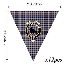 ScotsTee Shop Scottish Rutherford Simon Travis Alan Crest Tartan Triangle Flags Tartan Bunting, Pennants (12pcs)