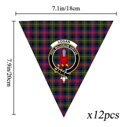 ScotsTee Shop Scottish Logan Modern Crest Tartan Triangle Flags Tartan Bunting, Pennants (12pcs)